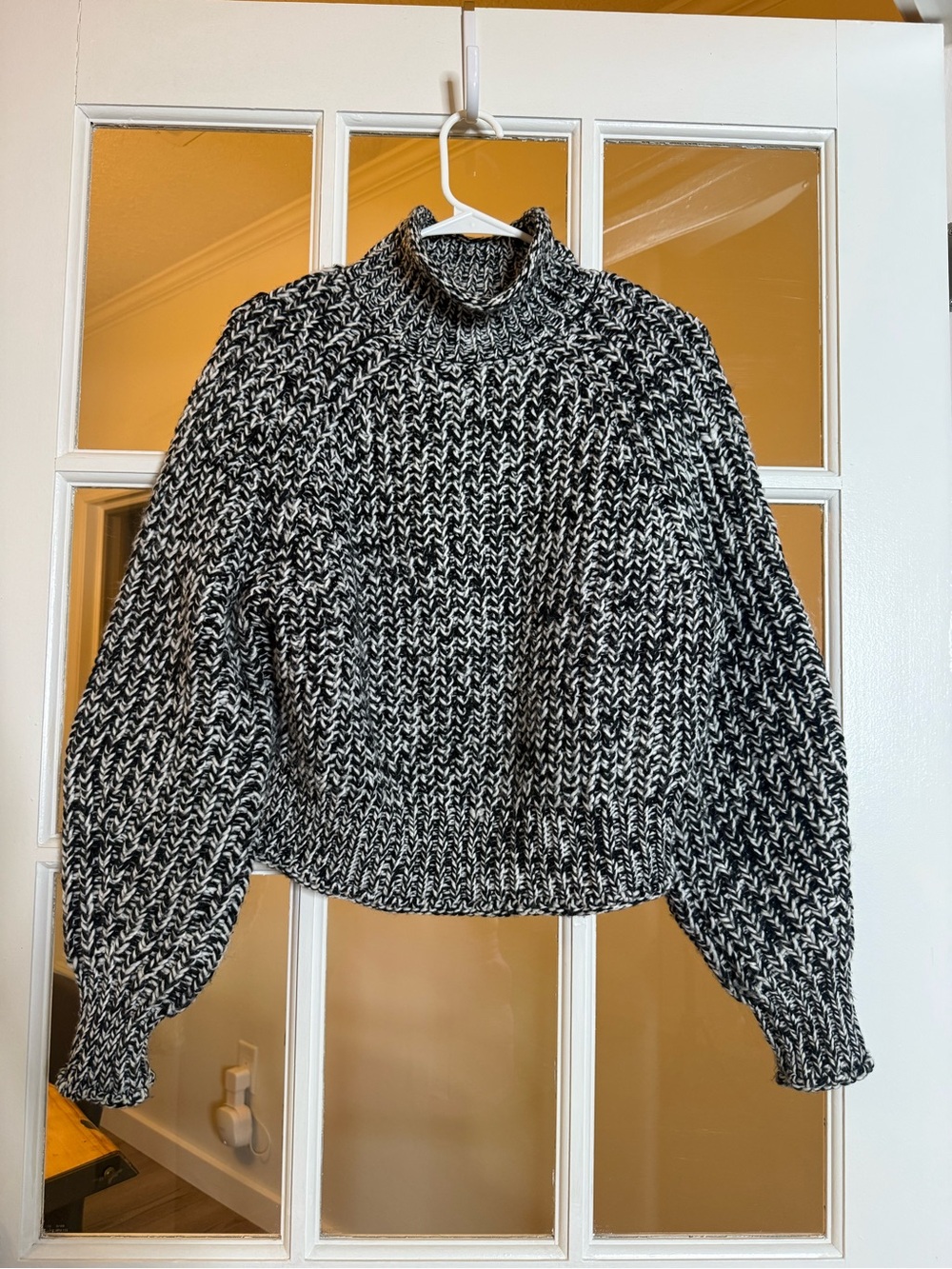 H&M Black and White Marled Turtleneck Sweater